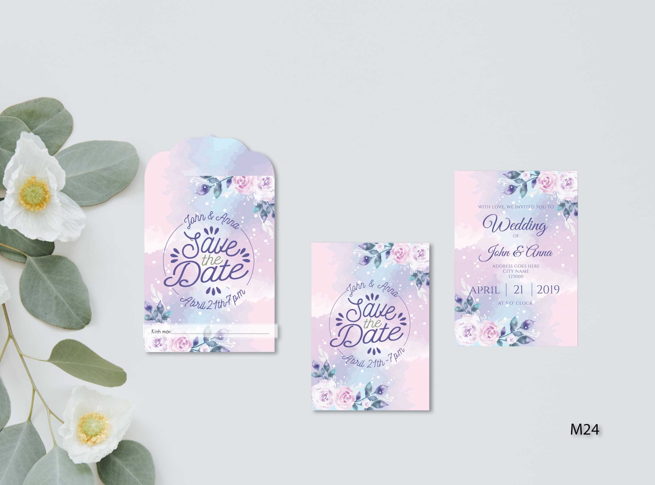 Save the date wedding invitation card mockup