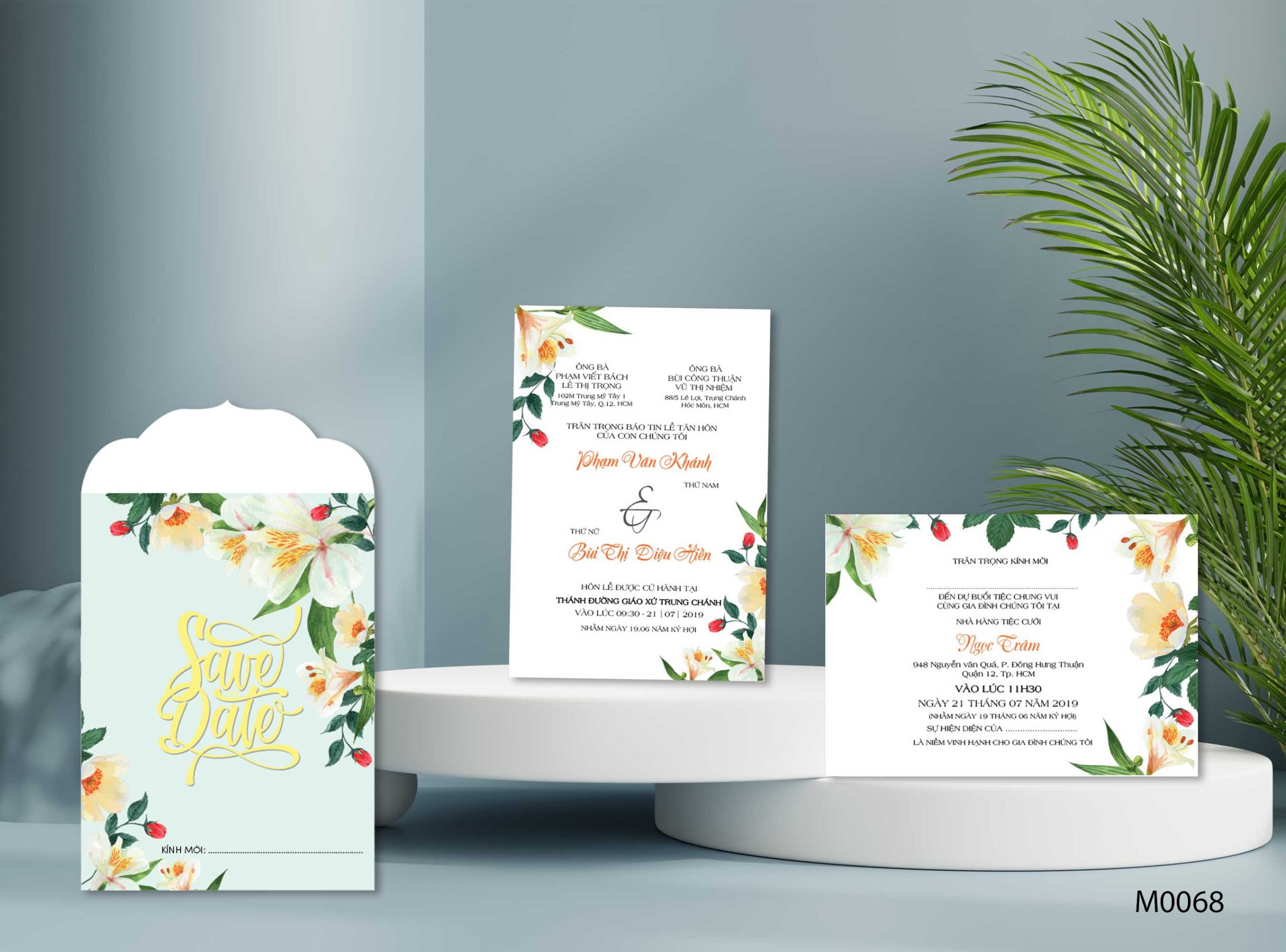 Save the date wedding invitation card mockup