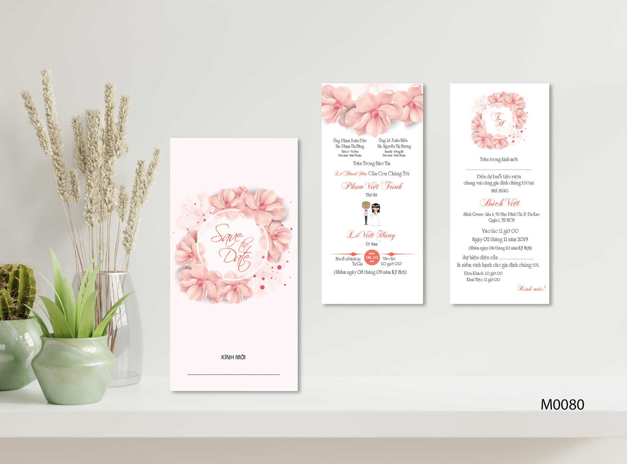 Save the date wedding invitation card mockup