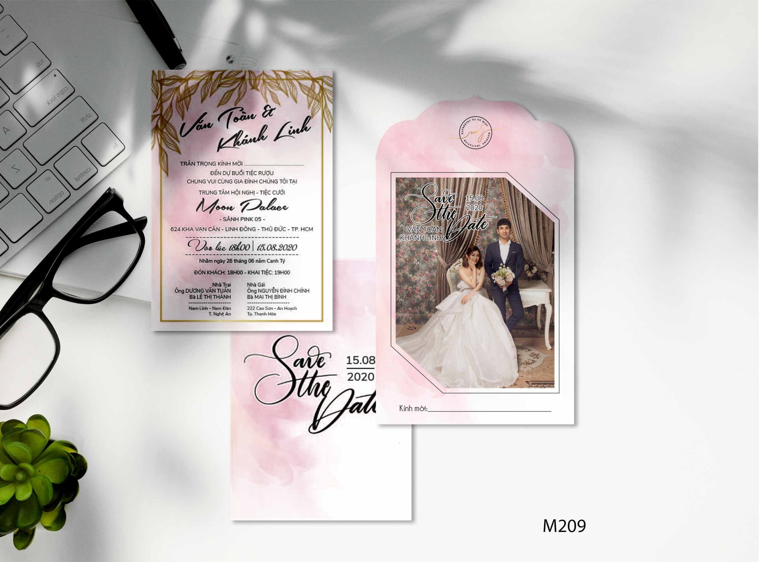 Save the date wedding invitation card mockup