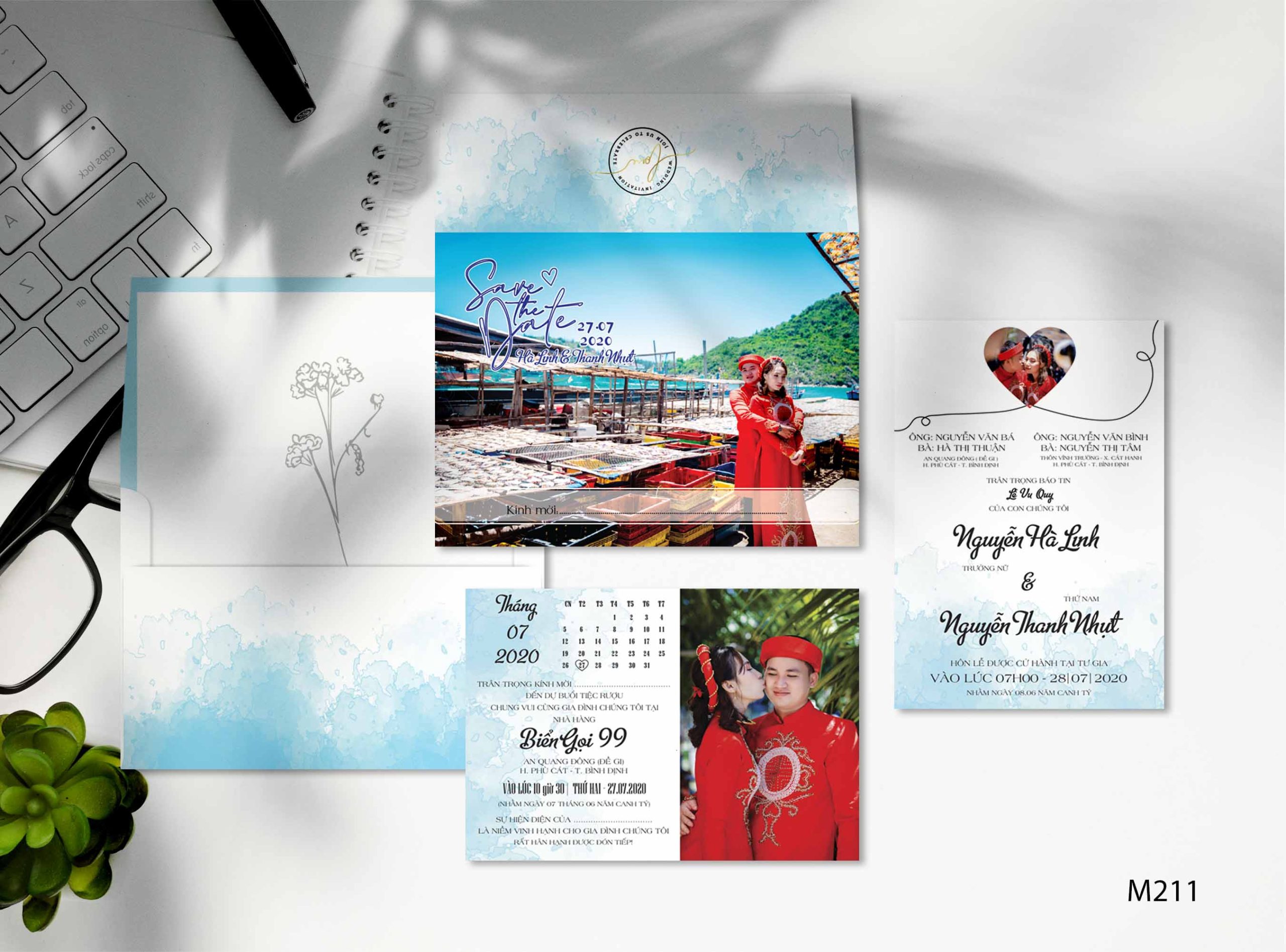 Save the date wedding invitation card mockup